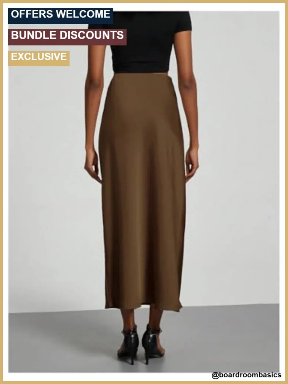 Satin Maxi Skirt High Waisted A-Line Long Elegant Office